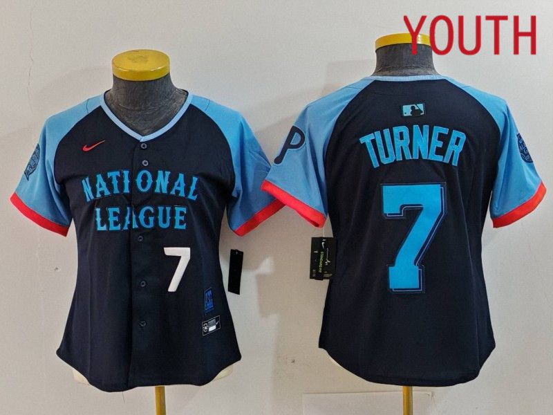 Youth Philadelphia Phillies #7 Turner Blue All star 2024 Nike MLB Jersey style 2->youth mlb jersey->Youth Jersey
